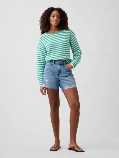 Gap Factory 5" Mid Rise Destructed Supersoft Denim Shorts In Blue