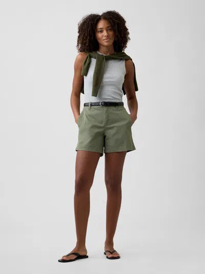 Gap Factory 5" Mid Rise Downtown Khaki Shorts In Green
