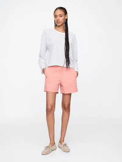 Gap Factory 5" Mid Rise Downtown Khaki Shorts In Pink