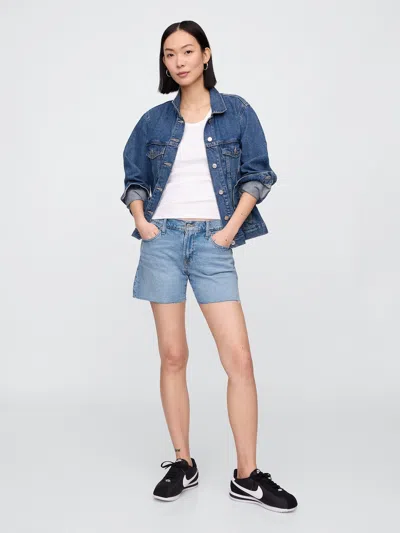Gap Factory 5" Mid Rise Soft Denim Shorts In Blue