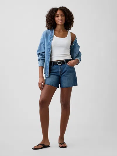 Gap Factory 5" Mid Rise Soft Denim Shorts In Blue
