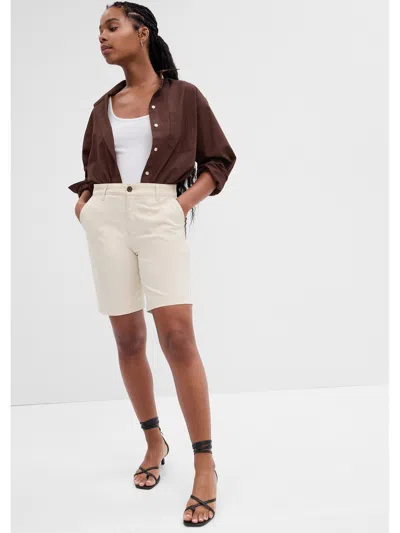 Gap Factory 9" Mid Rise Twill Bermuda Shorts In Beach Pebble Beige