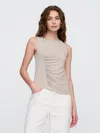 Gap Factory Asymmetrical Ruched Tank Top In Multi
