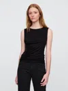 Gap Factory Asymmetrical Ruched Tank Top In Black