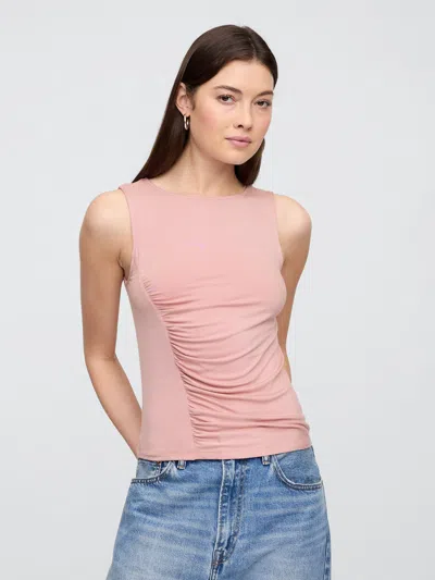 Gap Factory Asymmetrical Ruched Tank Top In Pink