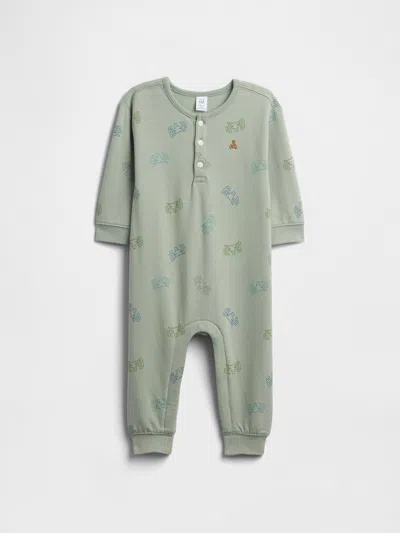 Gap Factory Baby Cloudlight Henley One-piece In Green