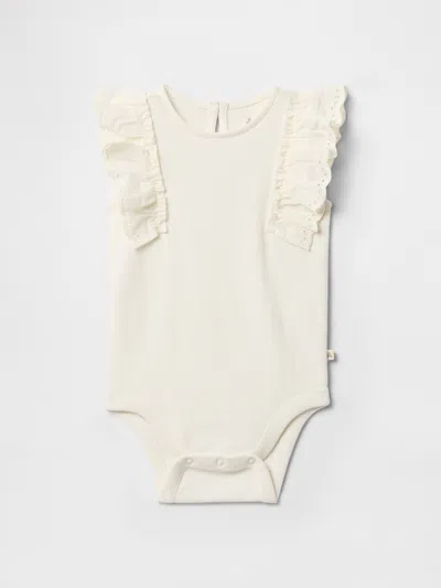 Gap Factory Baby Eyelet Ruffle Bodysuit In White