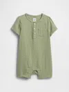Gap Factory Baby Gauze Henley Romper In Green
