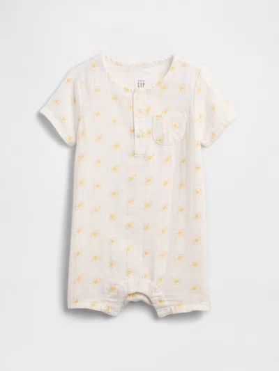 Gap Factory Baby Gauze Henley Romper In Multi