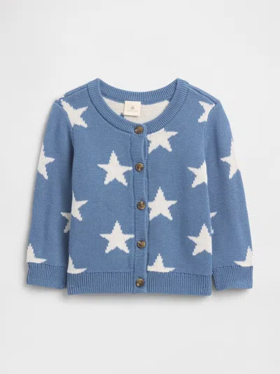 Gap Factory Baby Print Crewneck Cardigan In Blue