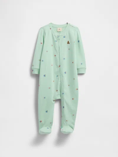 Gap Factory Baby Print Two-way Zip One-piece In Green