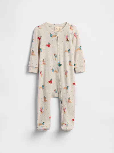 Gap Factory Baby Print Two-way Zip One-piece In White