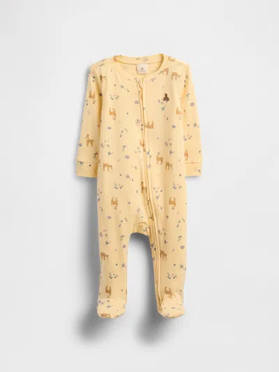Gap Factory Baby Print Two-way Zip One-piece In Yellow