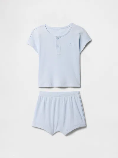 Gap Factory Baby Ribbed Henley Two-piece Outfit Set In Blue