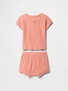 Gap Factory Baby Ribbed Henley Two-piece Outfit Set In Pink