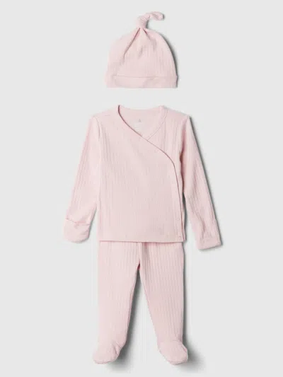 Gap Factory Baby Ribbed Pointelle Three-piece Outfit Set In Pink