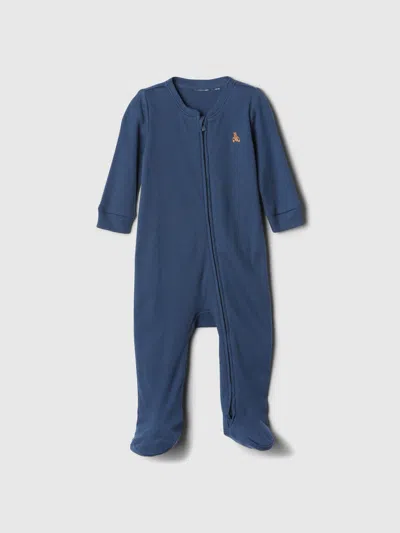 Gap Factory Baby Ribbed Two-way Zip One-piece In Blue