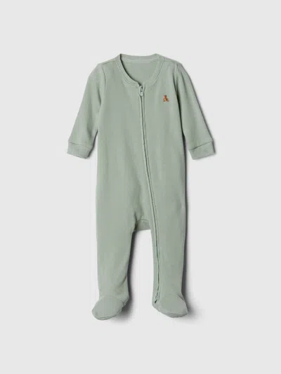 Gap Factory Baby Ribbed Two-way Zip One-piece In Green