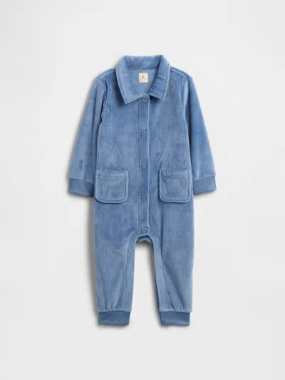 Gap Factory Baby Ribbed Velour One-piece In Blue