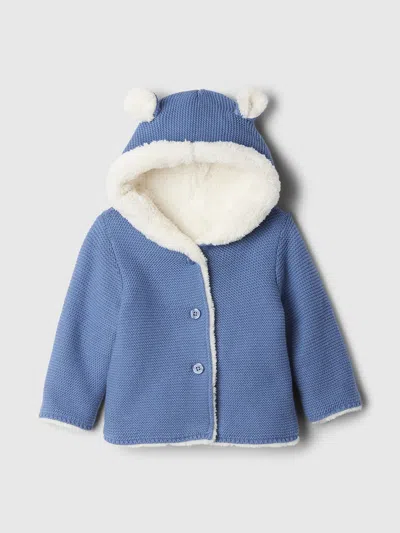Gap Factory Baby Sherpa-lined Garter Sweater In Blue
