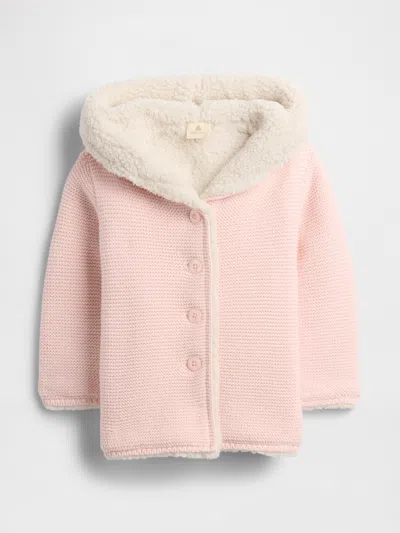 Gap Factory Baby Sherpa-lined Hooded Sweater In Pink