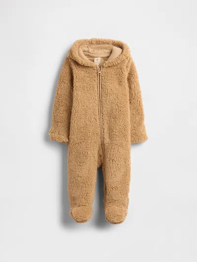 Gap Factory Baby Teddy Sherpa One-piece In Brown