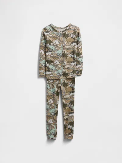 Gap Factory Babygap 100% Organic Cotton Dino Pj Set In Green