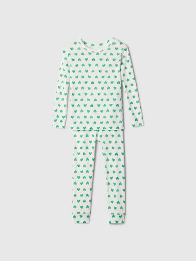 Gap Factory Babygap 100% Organic Cotton Heart Pj Set In Green
