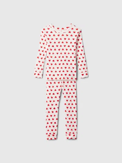Gap Factory Babygap 100% Organic Cotton Heart Pj Set In Red