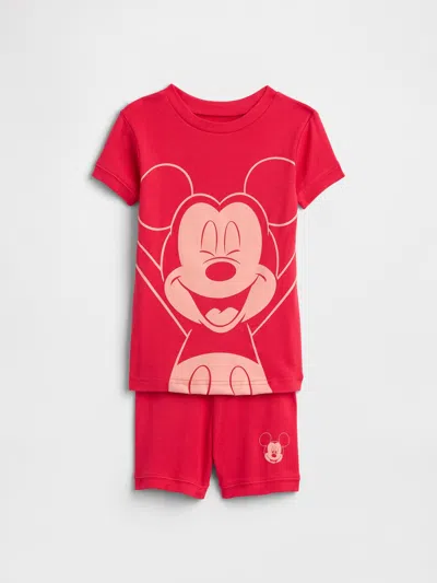 Gap Factory Babygap &#215 Disney Mickey Mouse 100% Organic Cotton Pj Set In Red