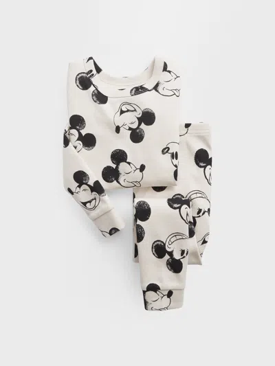 Gap Factory Babygap &#215 Disney Mickey Mouse 100% Organic Cotton Pj Set In White