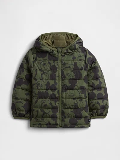 Gap Factory Babygap &#215 Disney Mickey Mouse Coldcontrol Puffer Jacket In Green