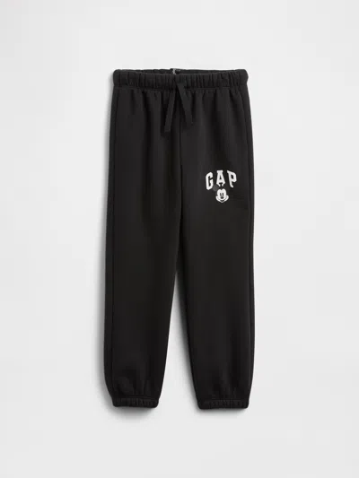 Gap Factory Kids' Babygap &#215 Disney Mickey Mouse Relaxed Logo Pull-on Joggers In Black