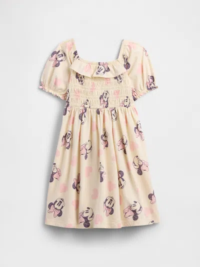 Gap Factory Babygap &#215 Disney Minnie Mouse Smocked Puff Sleeve Dress In Neutral