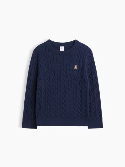 Gap Factory Babygap Brannan Bear Cable-knit Crewneck Sweater In Blue