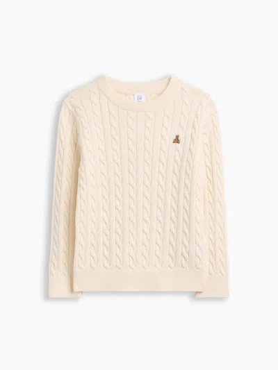 Gap Factory Babygap Brannan Bear Cable-knit Crewneck Sweater In Neutral