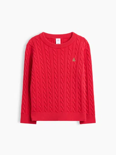 Gap Factory Babygap Brannan Bear Cable-knit Crewneck Sweater In Red
