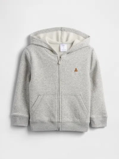 Gap Factory Babygap Brannan Bear Fleece Zip Hoodie In Gray