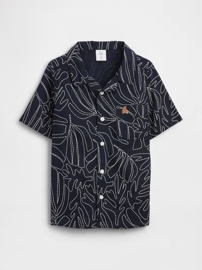 Gap Factory Babygap Brannan Bear Linen-blend Vacay Shirt In Blue