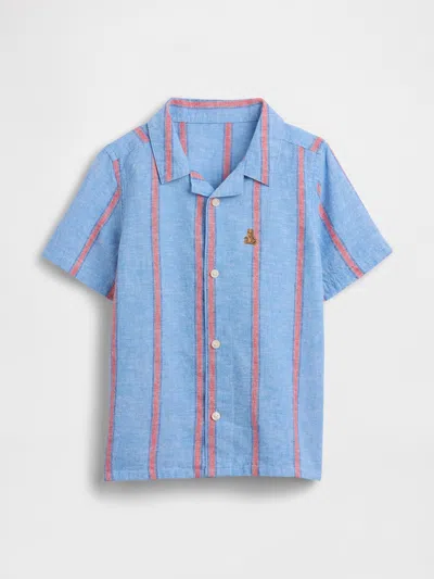 Gap Factory Babygap Brannan Bear Linen-blend Vacay Shirt In Blue