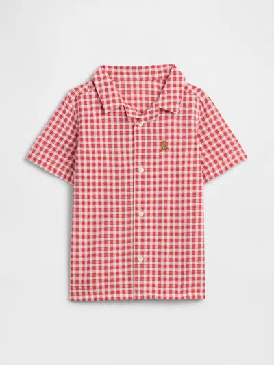 Gap Factory Babygap Brannan Bear Seersucker Vacay Shirt In Red