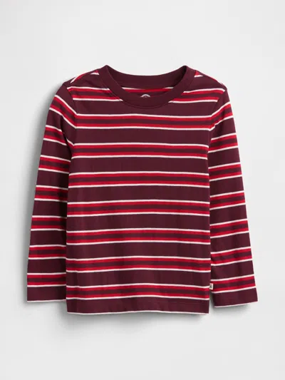 Gap Factory Babygap Brannan Bear Stripe T-shirt In Burgundy