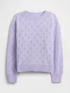 Gap Factory Babygap Cashsoft Pointelle Crewneck Cardigan In Purple
