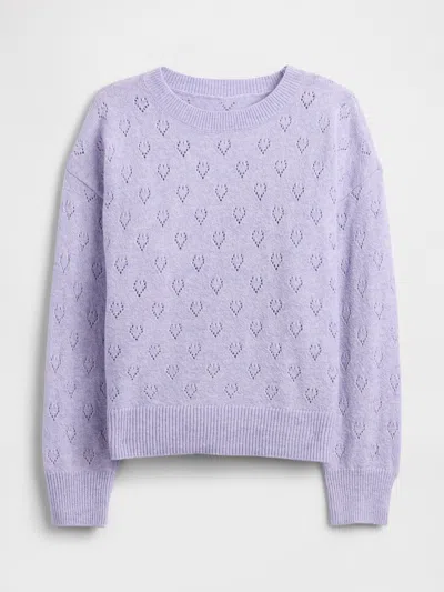 Gap Factory Babygap Cashsoft Pointelle Crewneck Cardigan In Purple