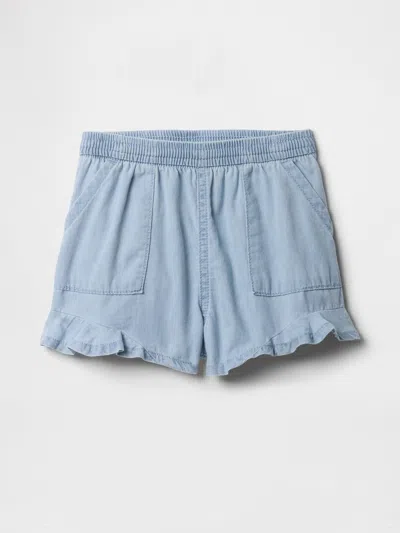 Gap Factory Babygap Chambray Ruffle Pull-on Shorts In Blue