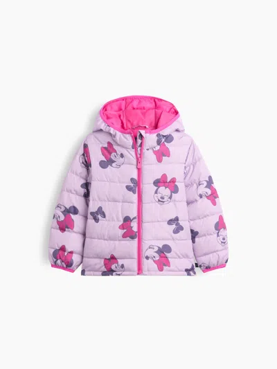 Gap Factory Babygap × Disney Minnie Mouse Print Puffer Jacket In Nostalgic Purple Lavender
