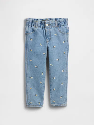 Gap Factory Babygap Embroidered Paperbag Mom Jeans In Blue