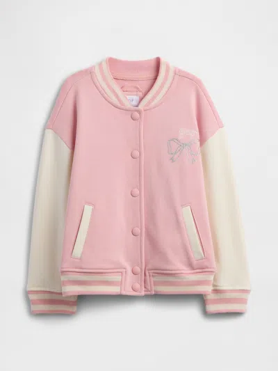 Gap Factory Babygap Fleece Varsity Jacket In Pink