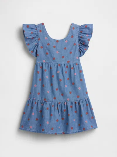 Gap Factory Babygap Flutter Sleeve Tie-back Dress In Blue