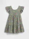 Gap Factory Babygap Flutter Sleeve Tie-back Dress In Green
